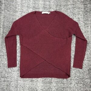 ASTR The Label Women's XS Burgundy Wrap Knit Sweater‎ Acrylic V Neck Balletcore